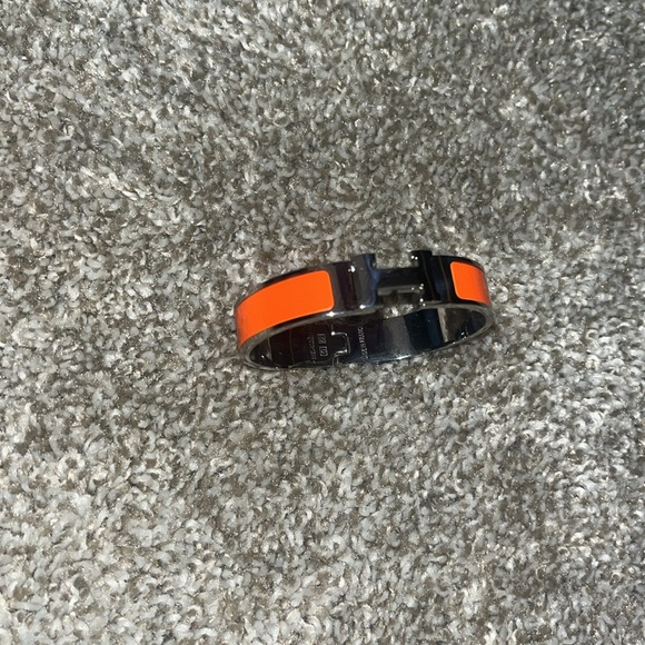Authentic-Hermes Click Clack bracelet silver/orange - Picture 6 of 9